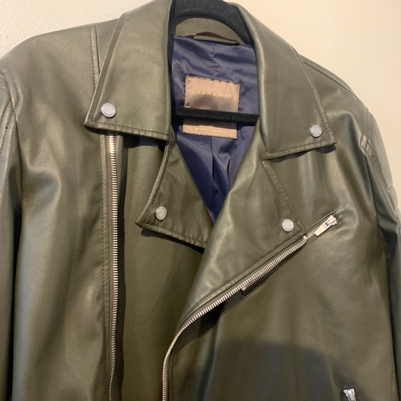 ZARA ARMY GREEN MOTO JACKET - Picture 8 of 9